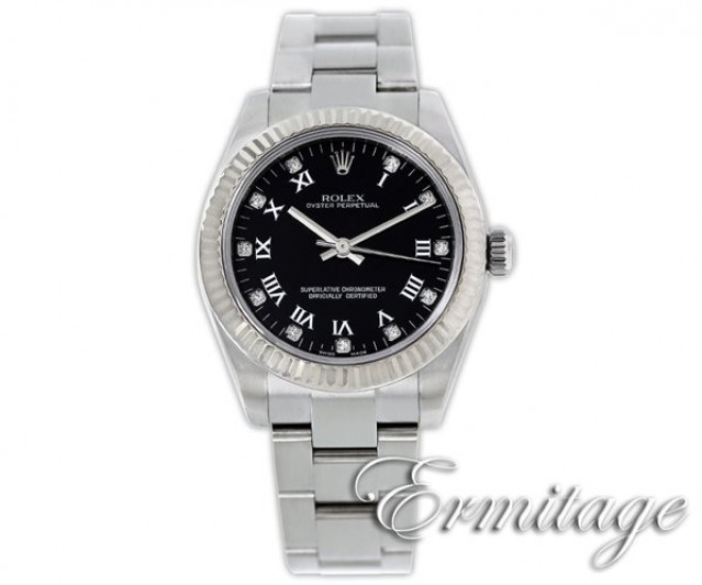 Rolex 177234 White Gold & Steel on Oyster Black Diamond Dial